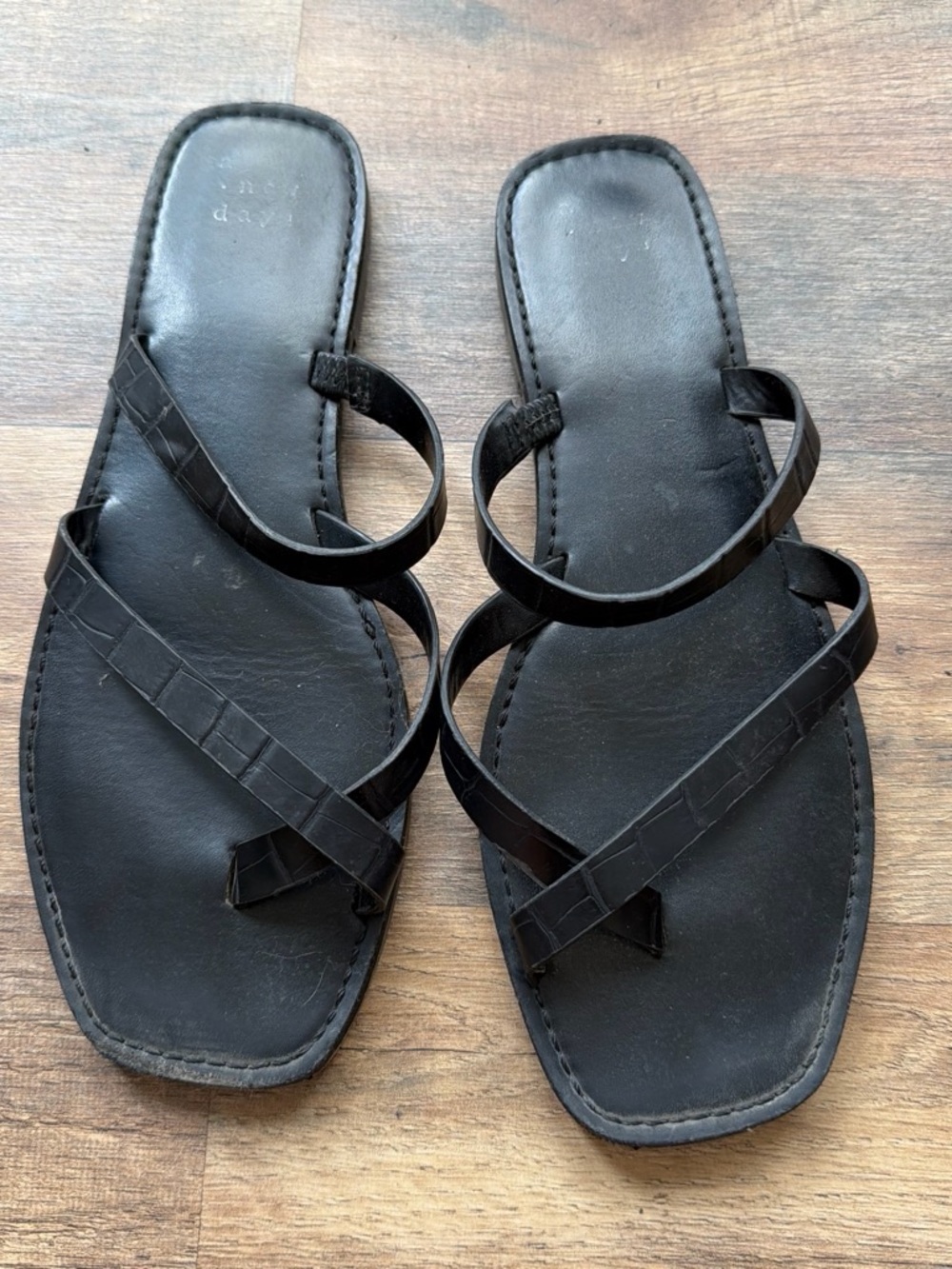 a new day Black Strappy Square-Toe Women’s Sandals